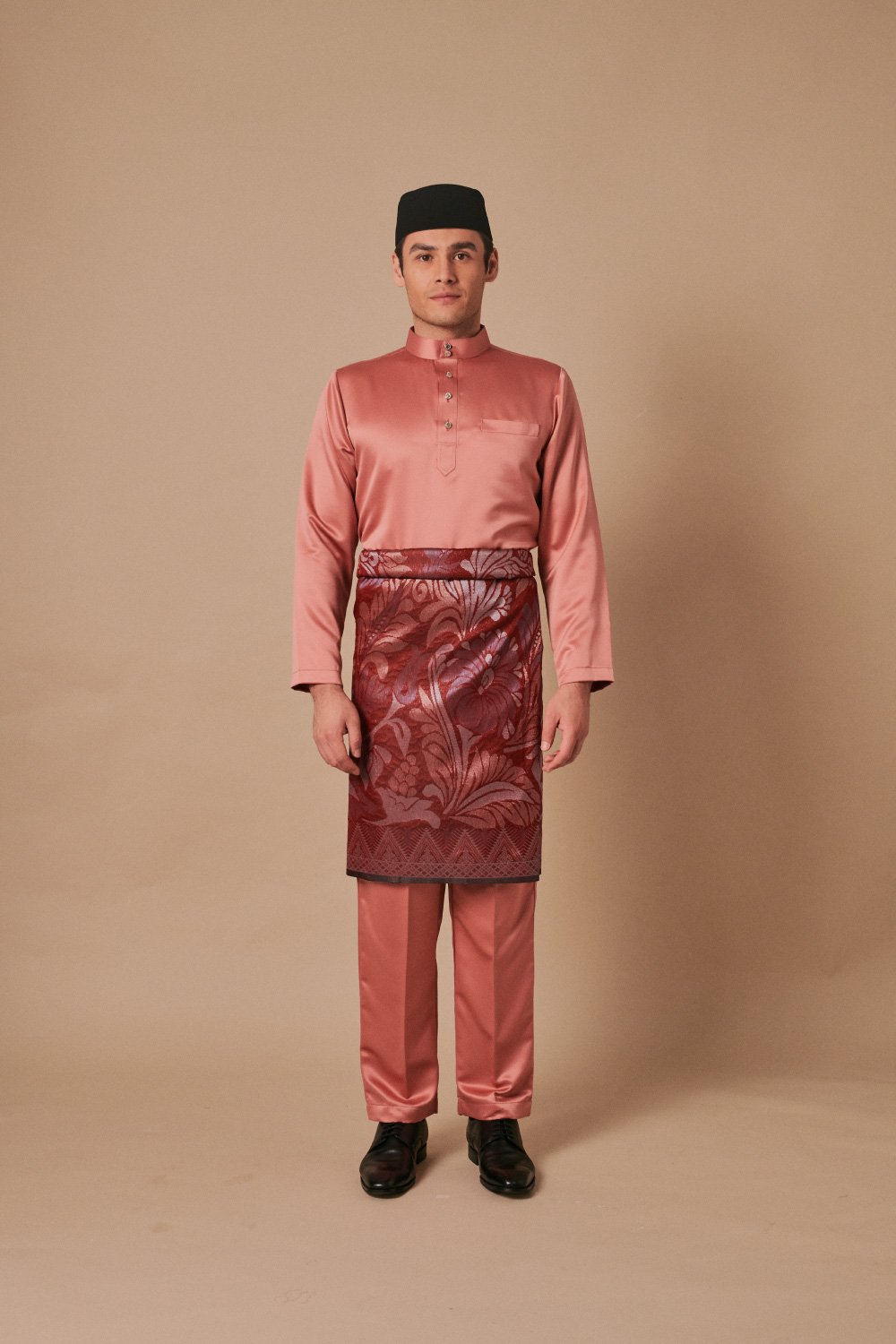 Baju Melayu in Salmon Pink