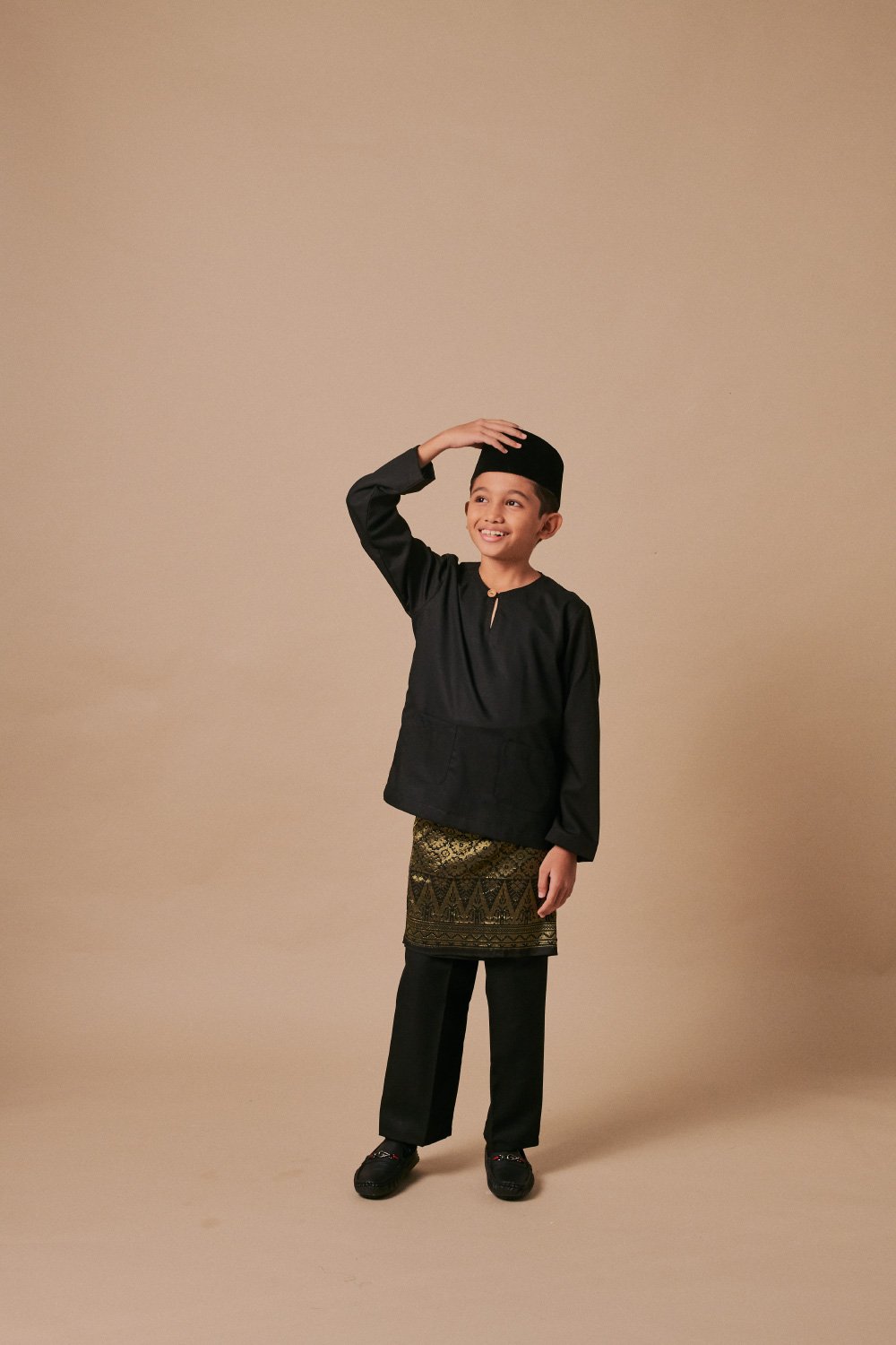 Baju Melayu Teluk Belanga Kids in Black