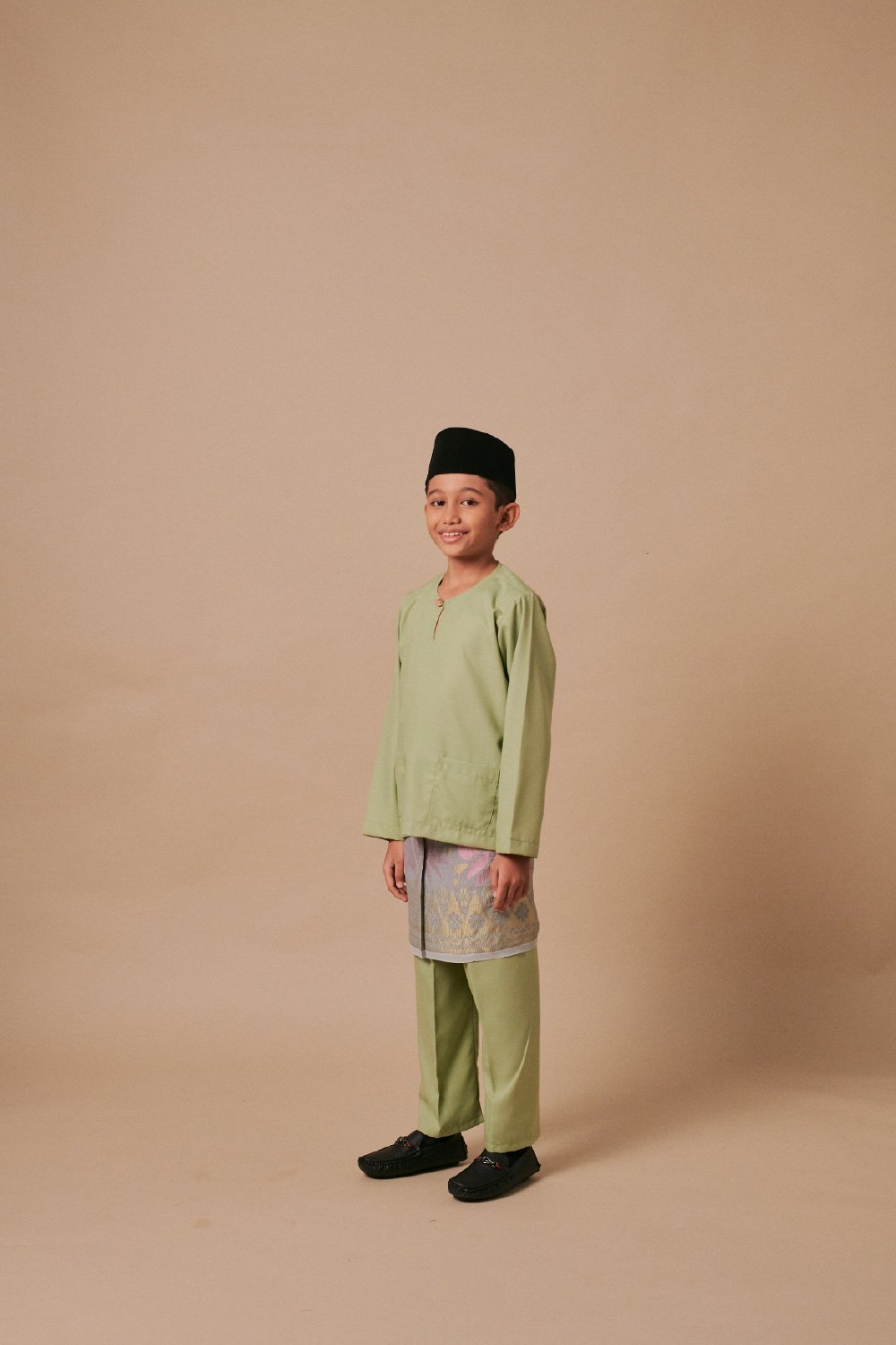 Baju Melayu Teluk Belanga Kids in Sage Green