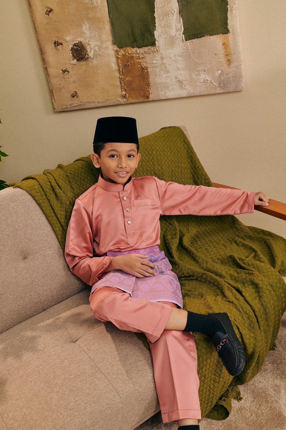 Baju Melayu Kids Salmon Pink